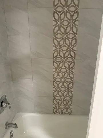 a bathroom with a bathtub