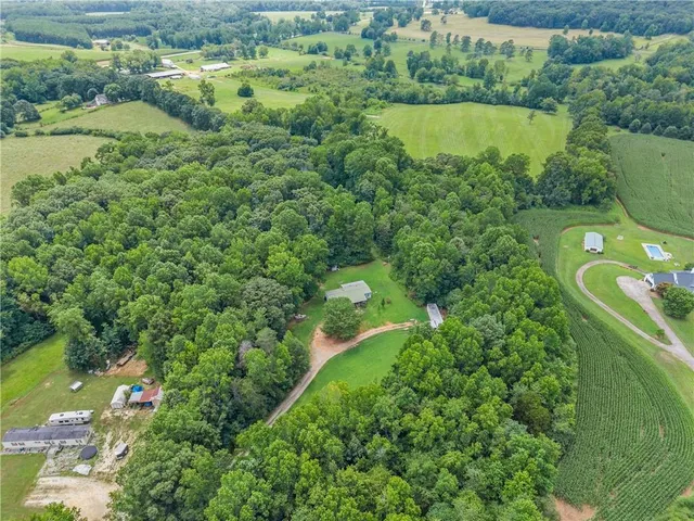 a view of a lake with a houses