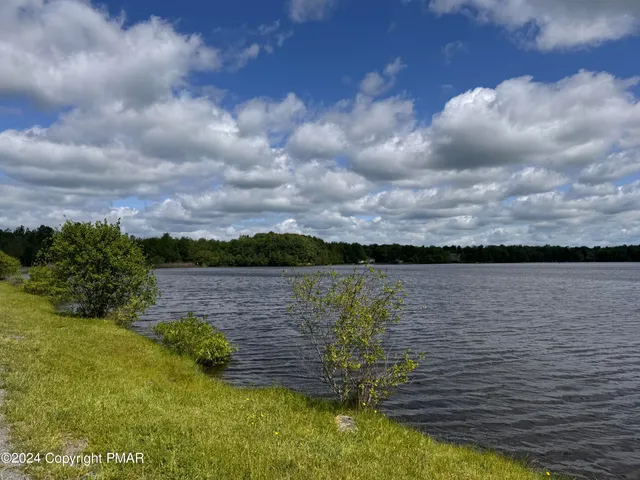 a view of a lake from a yard