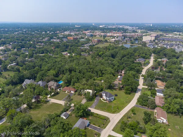 an aerial view of multiple house