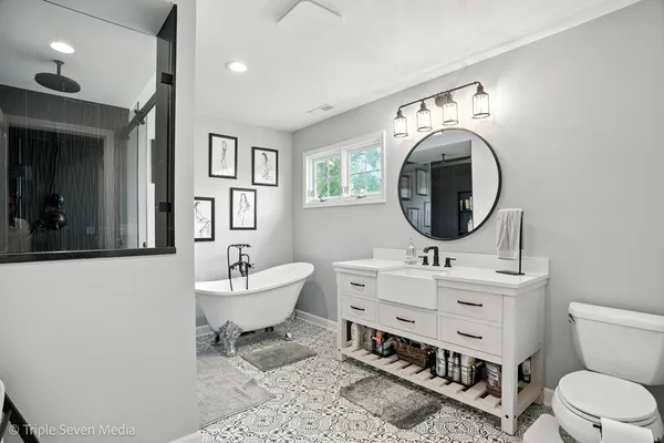 a bathroom with a shower