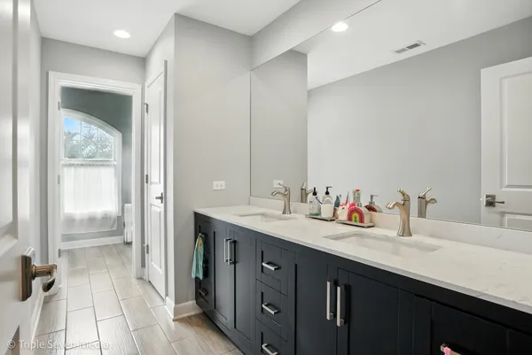 a bathroom with a bathtub