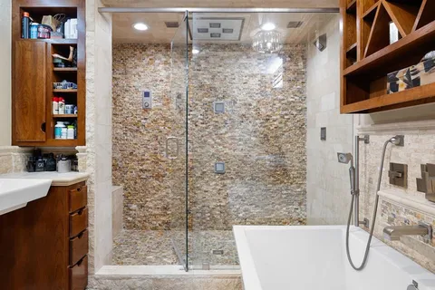 a bathroom with a shower