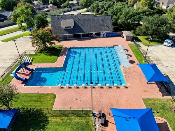 an aerial view of a house