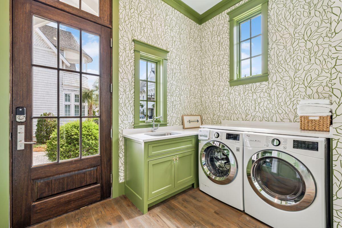 9 Honor Ln Inlet Beach Inlet Beach, FL 32461 - Photo 17 of 55 a utility room with dryer and washer