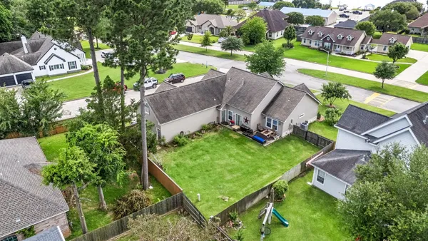 an aerial view of a house