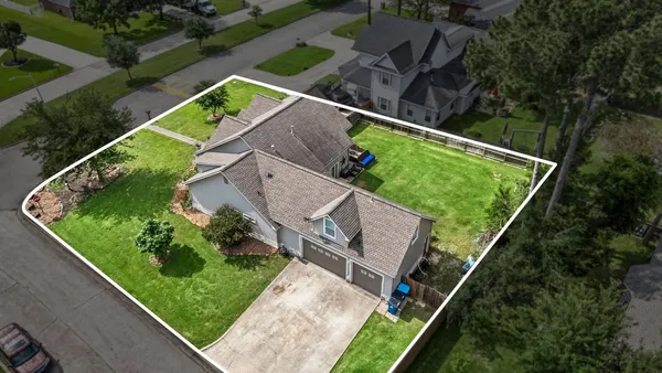 an aerial view of a house
