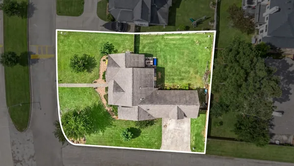 an aerial view of a house