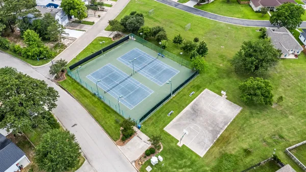 an aerial view of a house