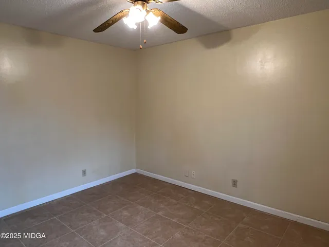 an empty room with a workbench