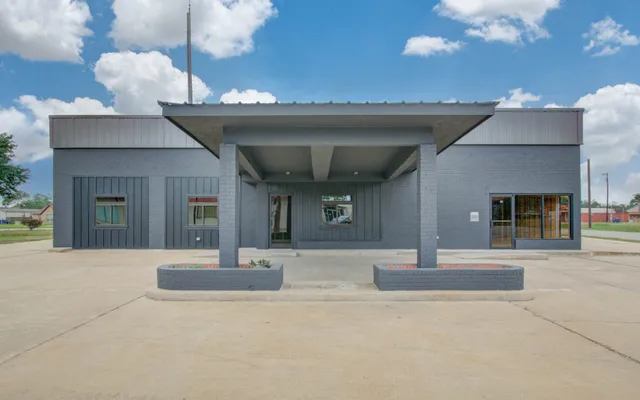a front view of a building with entryway