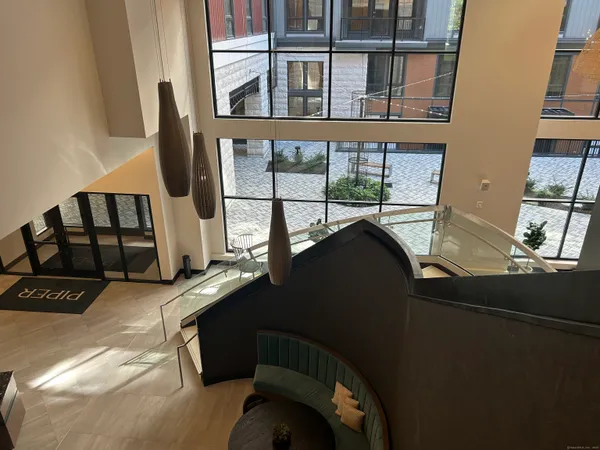 a view of building from a balcony