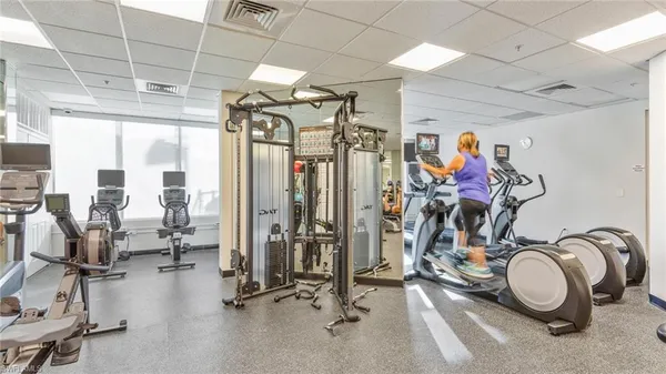 a view of a room with gym equipment