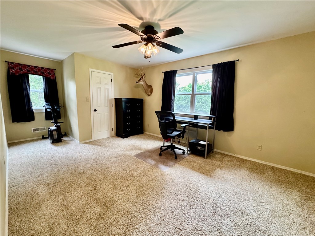 15196 Cincinnati Creek Road Summers, AR 72769 - Photo 27 of 42 Plush carpeting, ceiling fan with integrated lighting, and two windows providing natural illumination