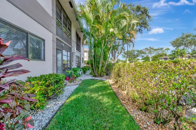 a view of a garden with plants and lake view