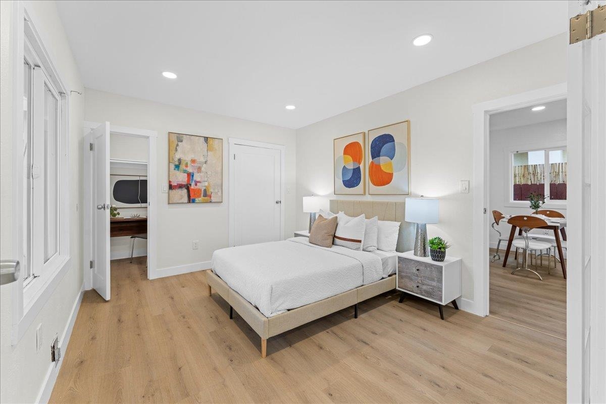 2717 Mabel Street Berkeley, CA 94702 - Photo 11 of 59 Bedroom featuring light wood finished floors and recessed lighting