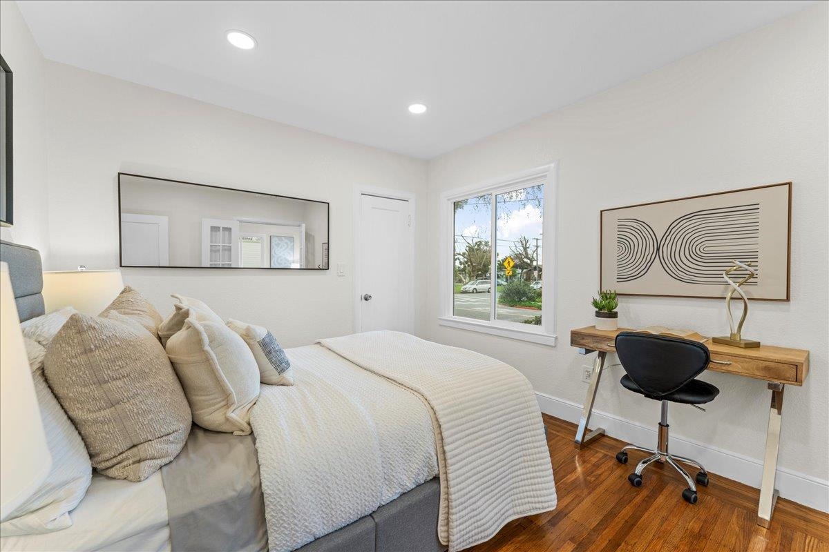 2717 Mabel Street Berkeley, CA 94702 - Photo 35 of 59 Bedroom featuring dark wood-style floors and recessed lighting