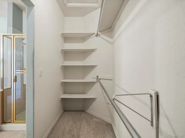 a view of an empty walk in closet