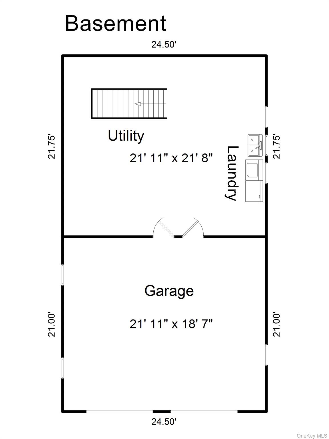 42 Crestview Street New Rochelle, NY 10801 - Photo 8 of 8 Basement floor plan with 2 car garage
