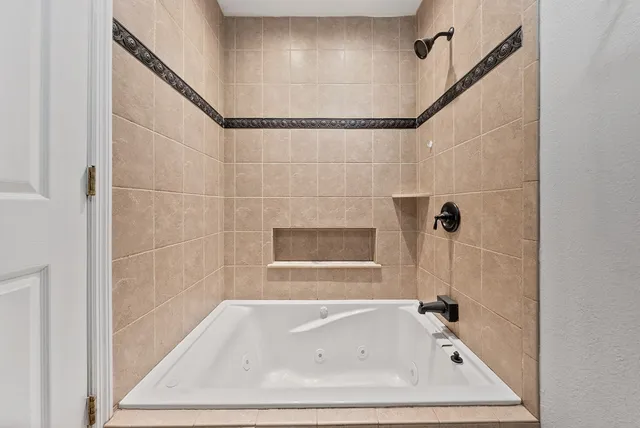 a bathroom with a tub