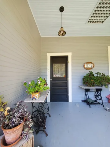 a view of a entryway with flower pots