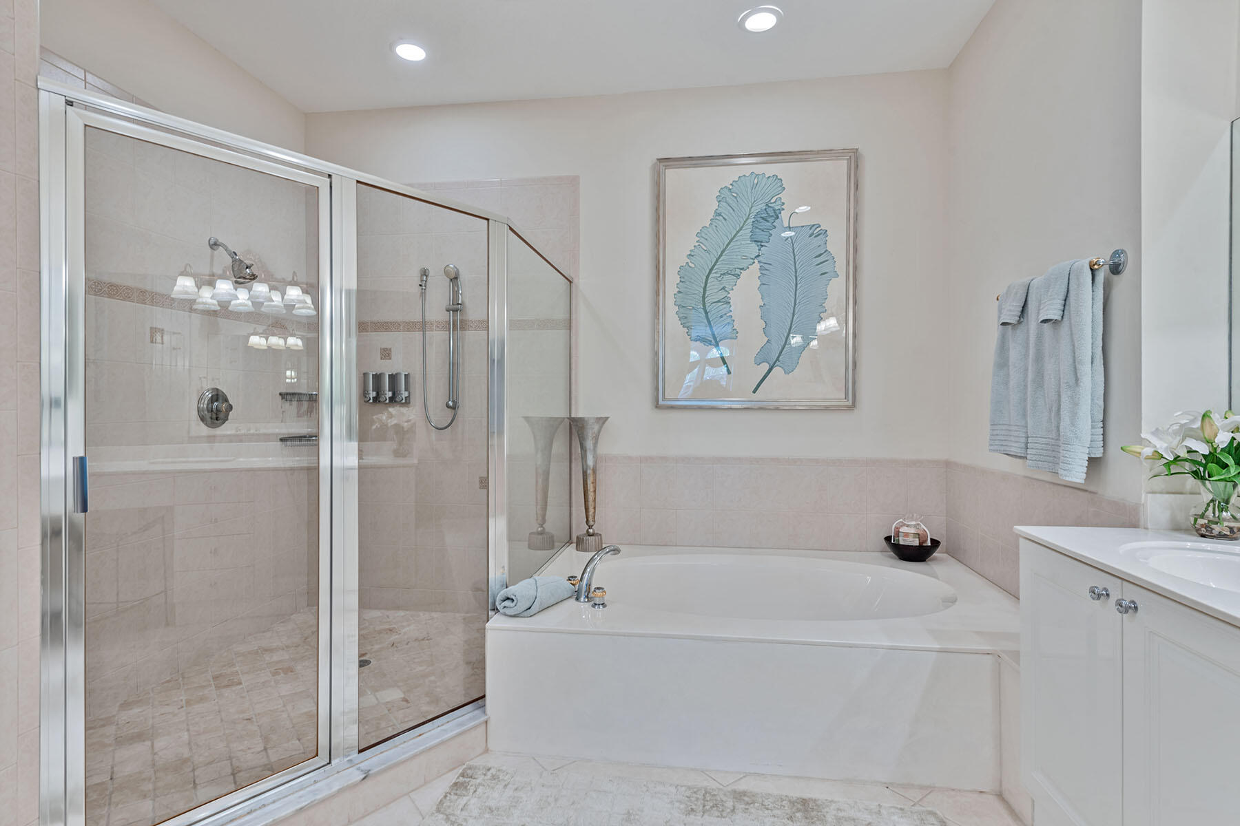 9110 Cascada Way, Unit 201 Naples, FL 34114 - Photo 15 of 50 a bathroom with a bathtub a shower and a mirror