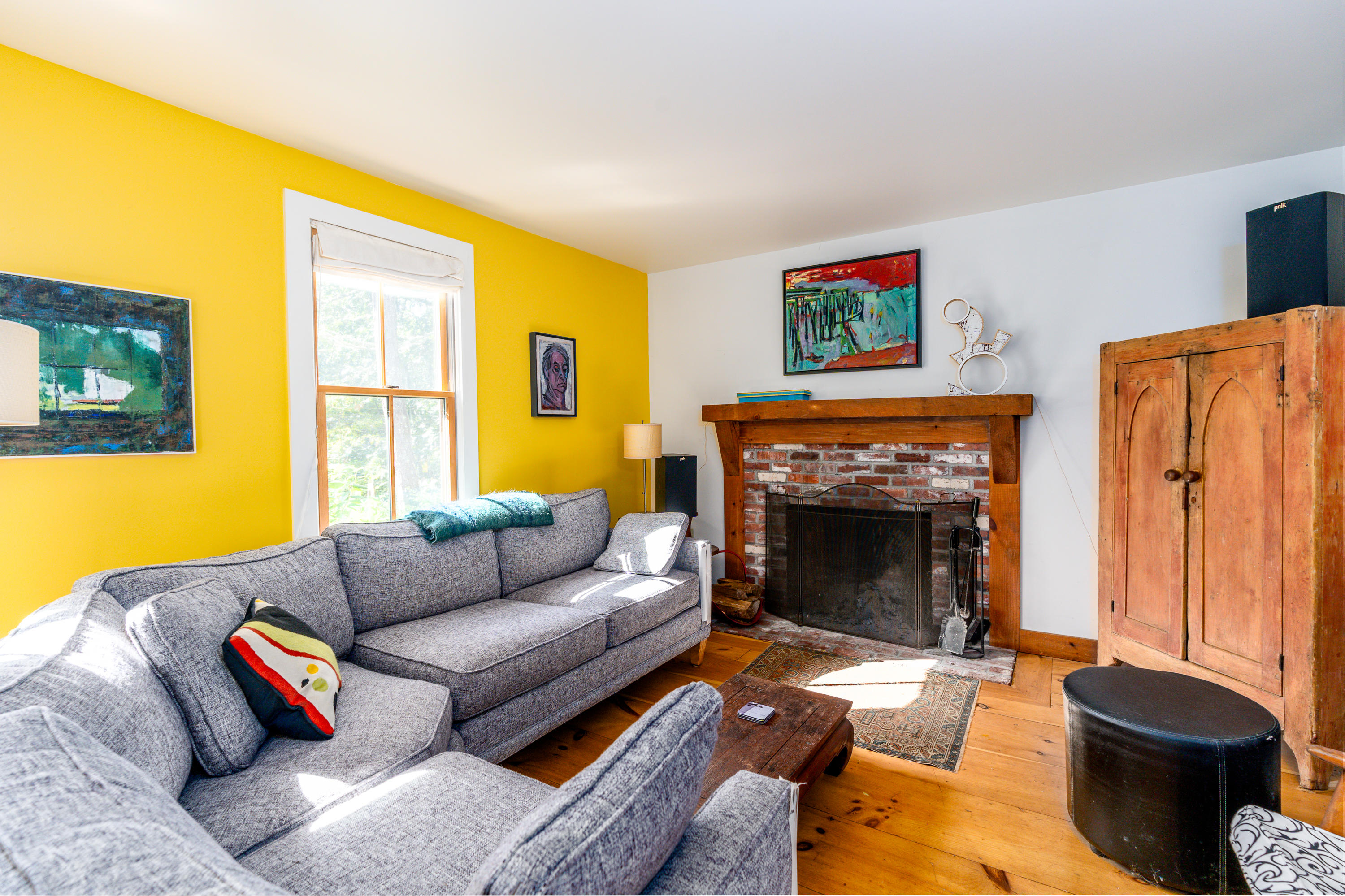 16 Meadow View Wellfleet, MA 02667 - Photo 5 of 36 a living room with furniture and a fireplace