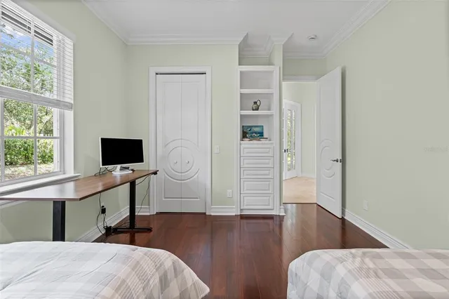 a lake view with a garden