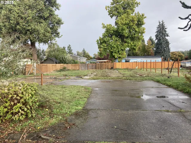 a view of backyard with small green space