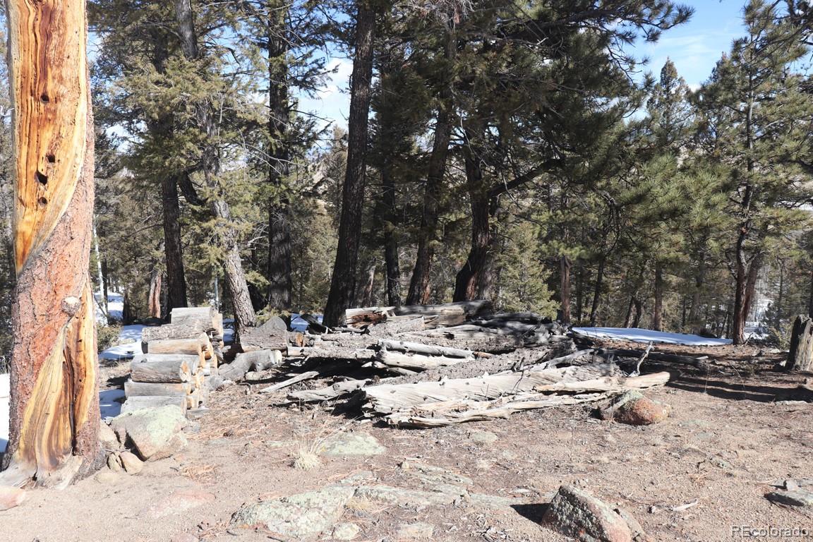 394 Bellows Road Hartsel, CO 80449 - Photo 8 of 28 a row of lawn chairs and fire pit with chairs under an umbrella