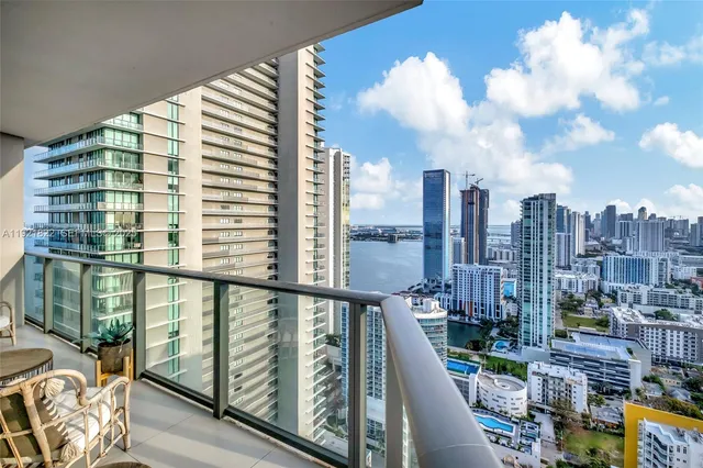 a view of a city from a balcony