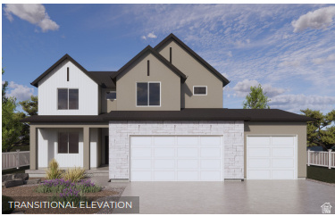 1380 West 2350 South, Unit 16 Perry, UT 84302 - Photo 1 of 25 View of front of property with covered porch, stone siding, driveway, and an attached garage
