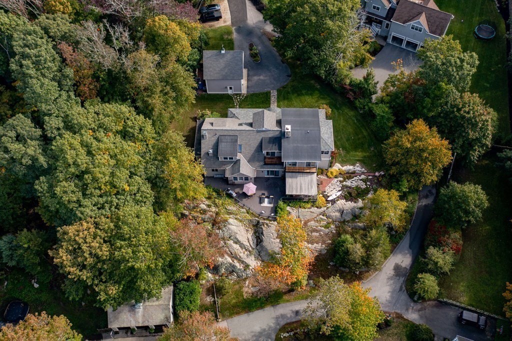 25 Mill Lane Hingham, MA 02043 - Photo 24 of 26 an aerial view of a house with a yard and garden