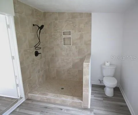 a bathroom with a shower