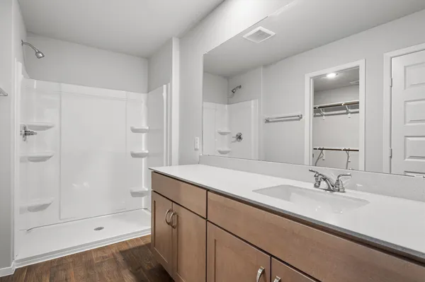 a bathroom with a bathtub