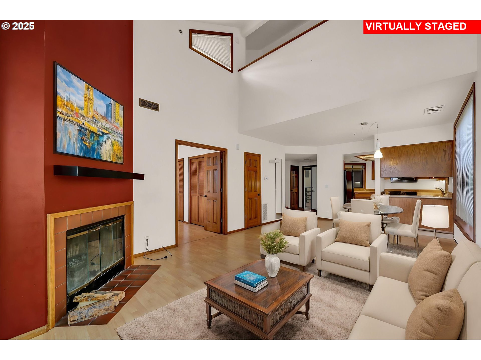 648 Wimbledon Court Eugene, OR 97401 - Photo 7 of 45 a living room with furniture a flat screen tv and a fireplace