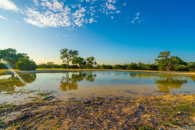 a view of a lake with a houses