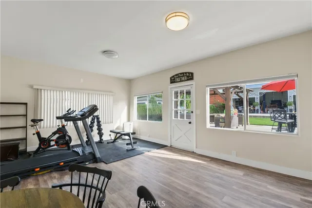 a view of a room with gym equipment