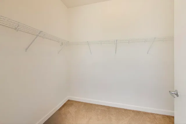 a view of a room with racks on the wall