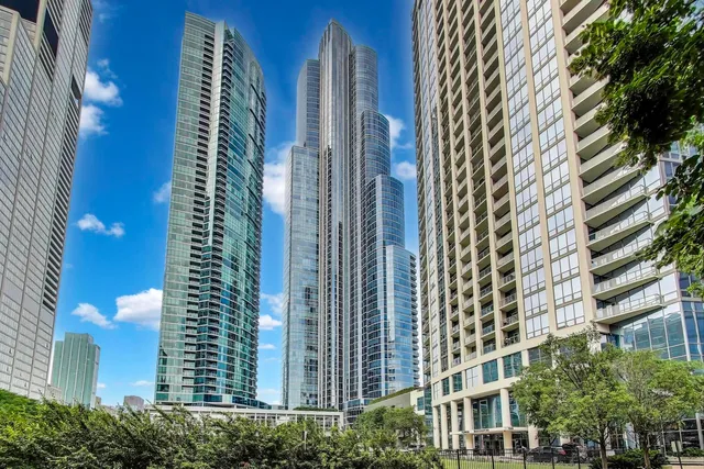 a view of a city with tall buildings