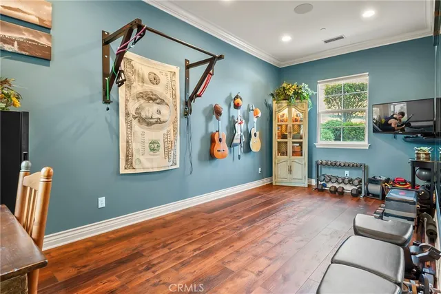 a living room with furniture and potted plant