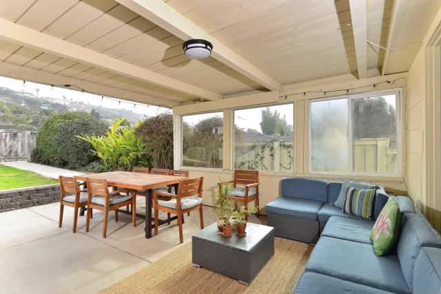 a outdoor space with furniture