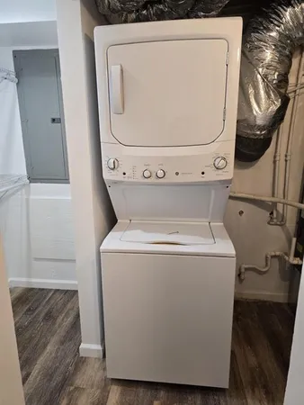 a view of a room with racks on the wall