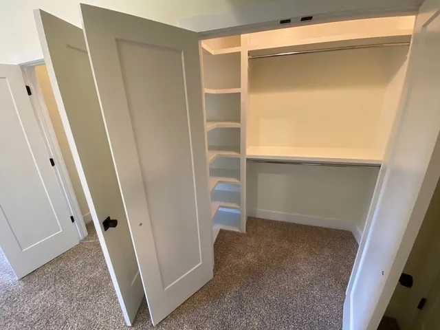 a view of an empty walk in closet