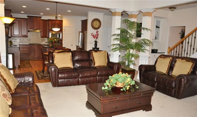 a living room with furniture