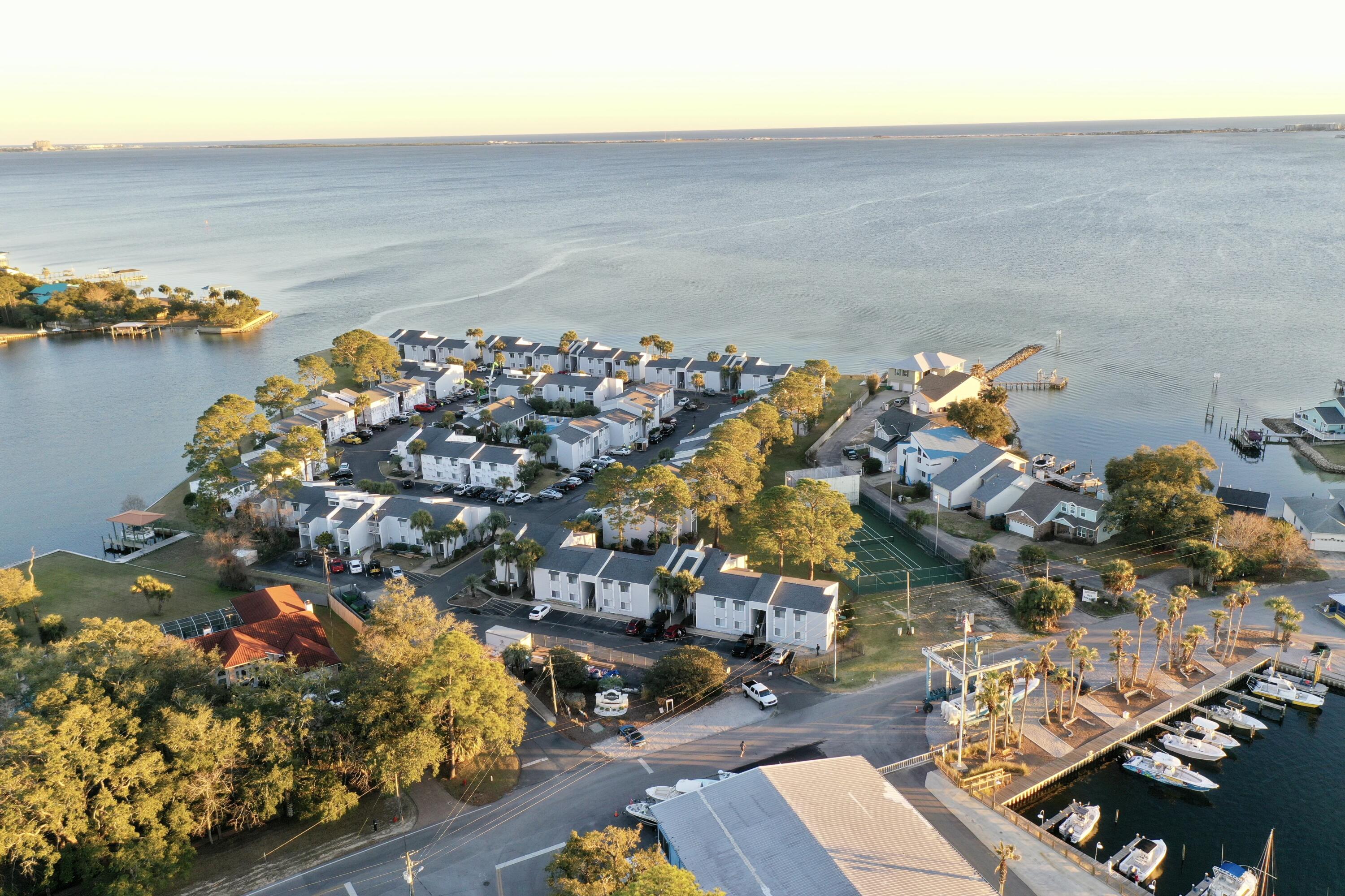 101 Old Ferry Road, Unit 1D Shalimar, FL 32579 - Photo 29 of 34 an aerial view of a house with a lake view