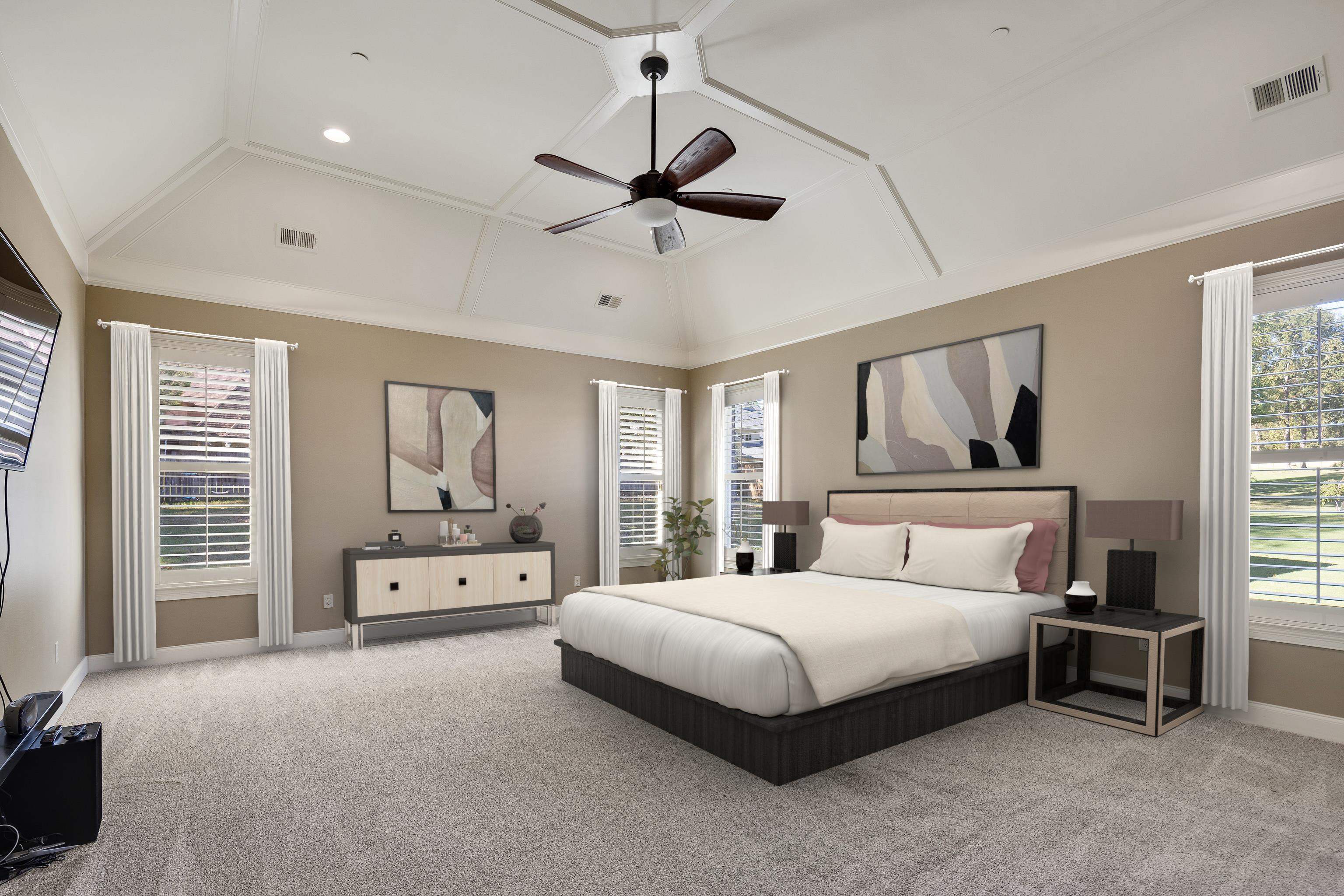 250 Ridgewood Drive Piperton, TN 38017 - Photo 11 of 36 a bedroom with a large bed and a chandelier