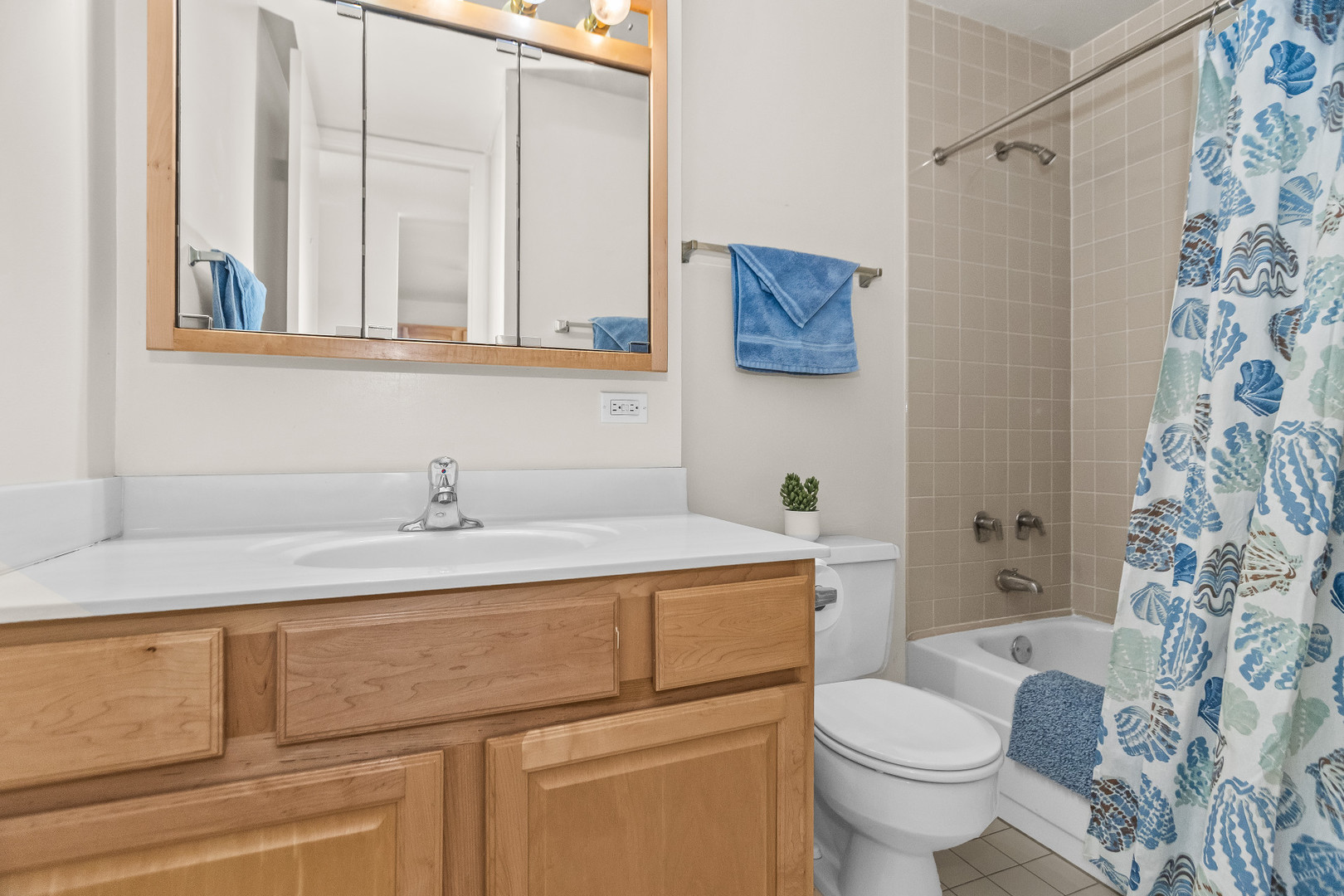 6700 South South Shore Drive, Unit 9D9E Chicago, IL 60649 - Photo 17 of 20 a bathroom with a sink toilet vanity and shower
