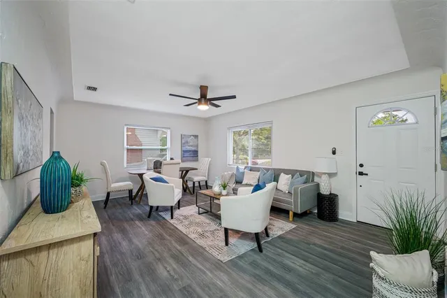 a living room with furniture