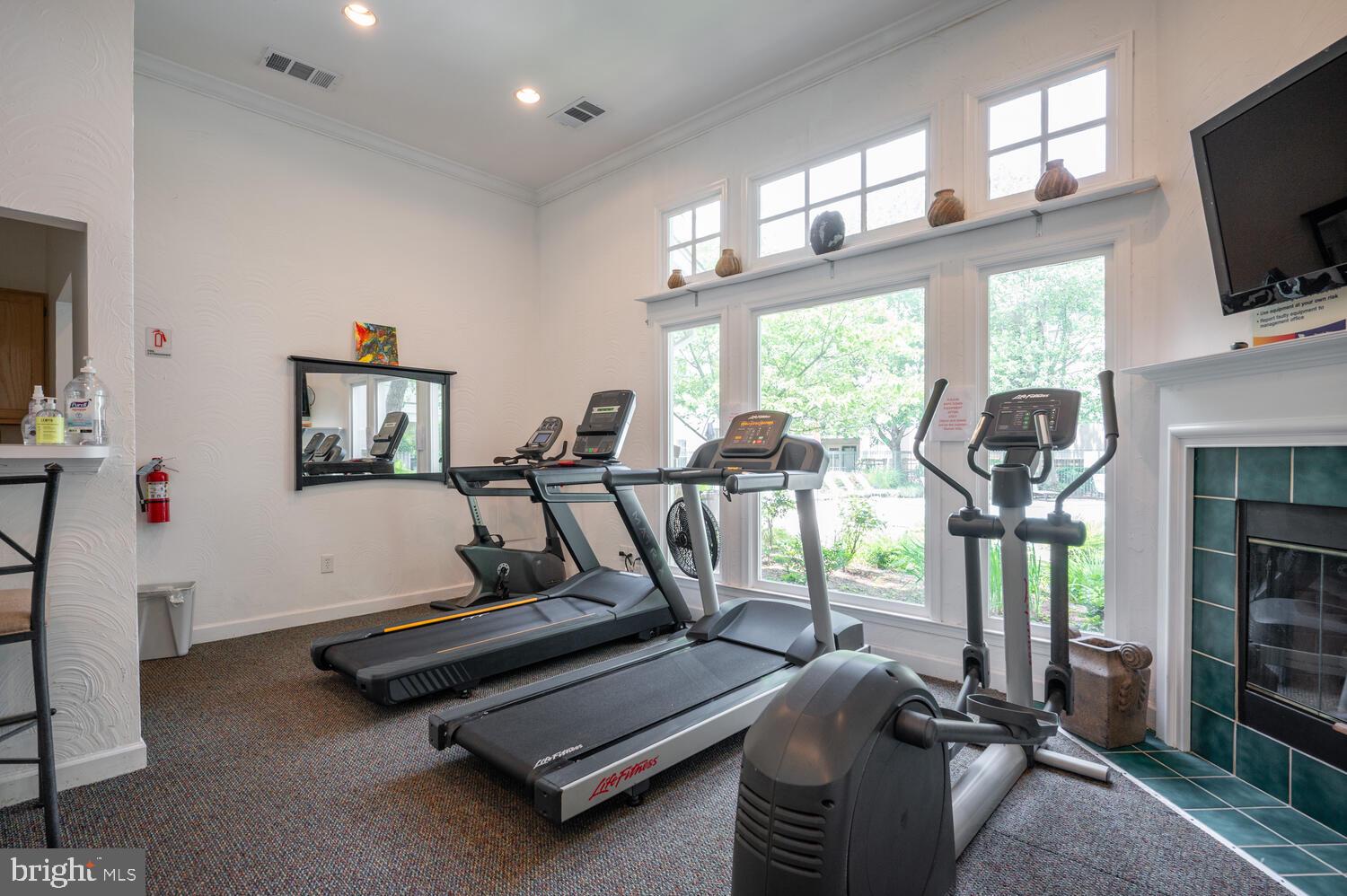 12024 Taliesin Place, Unit 33 Reston, VA 20190 - Photo 30 of 32 a living room with furniture a flat screen tv and a fireplace